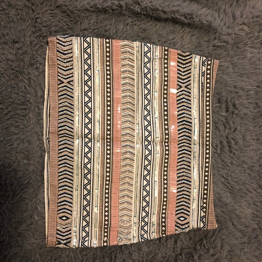 Beaded sexy mini skirt